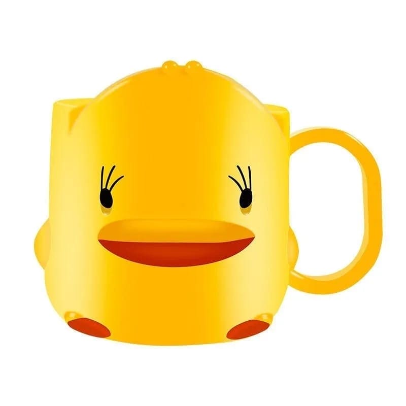 Bright yellow cute duck toothbrush cup with handle for bathroom interiors by Clarify.pk