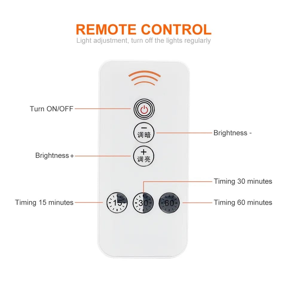 Remote control for egg shell night lamp for bedroom with power, brightness, and timer buttons