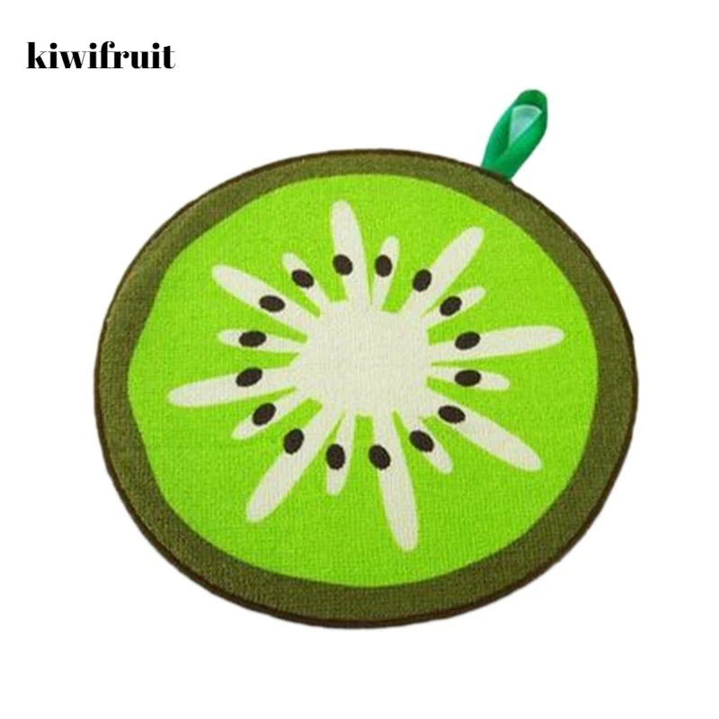 Kiwifruit shaped fruit shape microfiber dishcloths in green with hanging loop by Clarify.pk