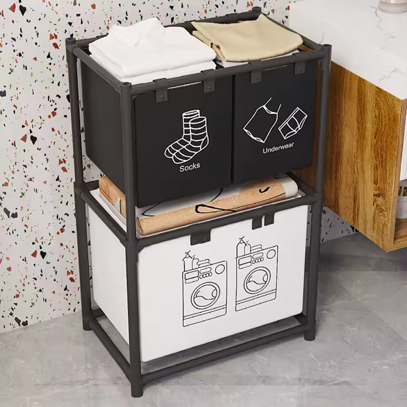 Clarify.pk multi functional 2 layer laundry basket with separate compartments for socks and underwear