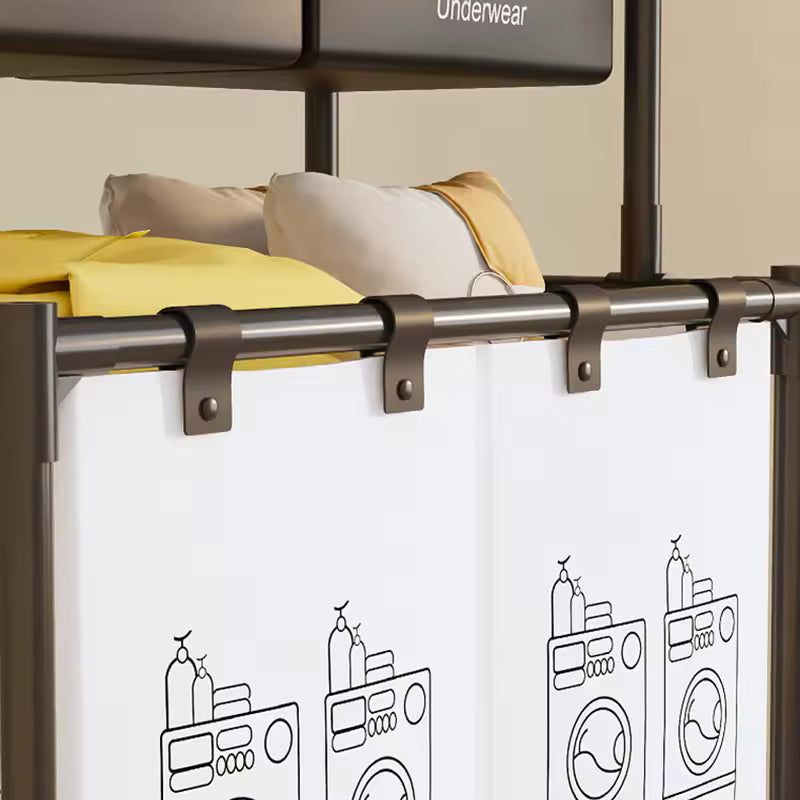Clarify.pk multi functional 2 layer laundry basket with cartoon washing machine design and clothes inside