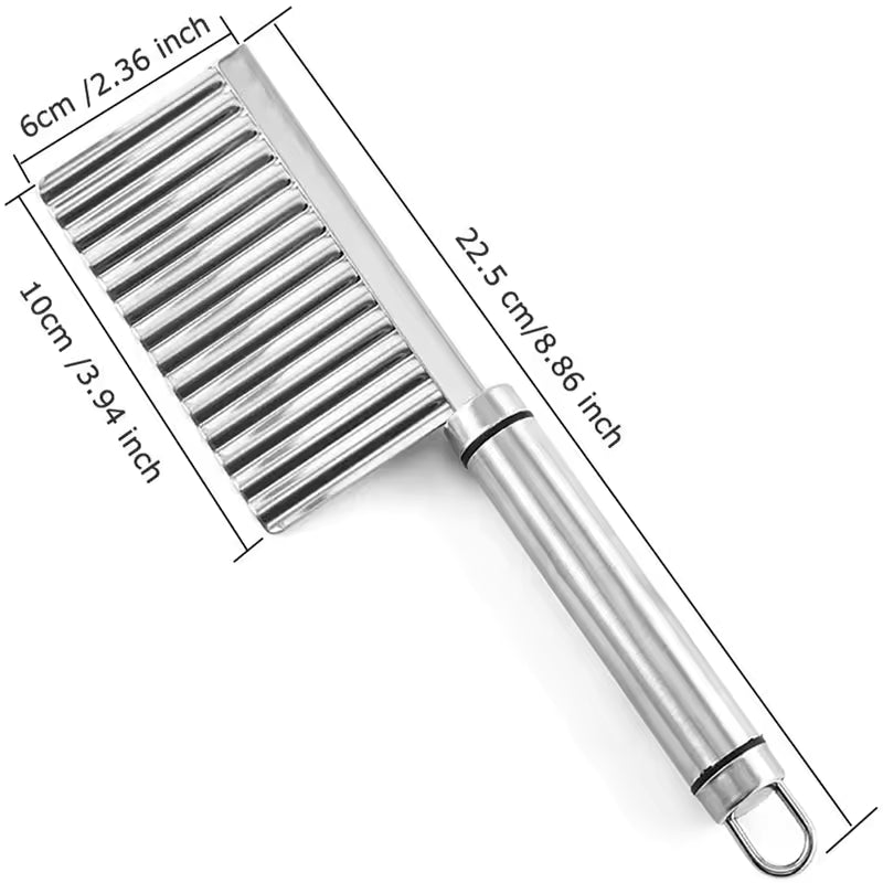 Clarify.pk stainless steel wavy potato cutter with ergonomic handle and sharp blades for cutting fries