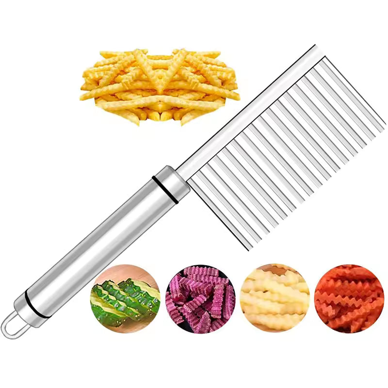 Clarify.pk stainless steel wavy potato cutter with sharp blade for cutting fries and vegetables