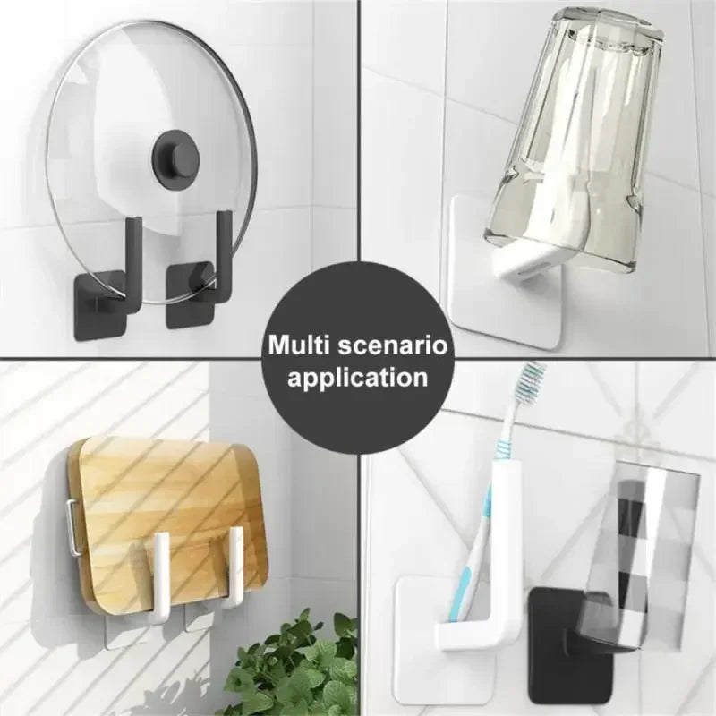 Wall mounted paper towel holder showing multi scenario application with hooks for kitchen tools and accessories