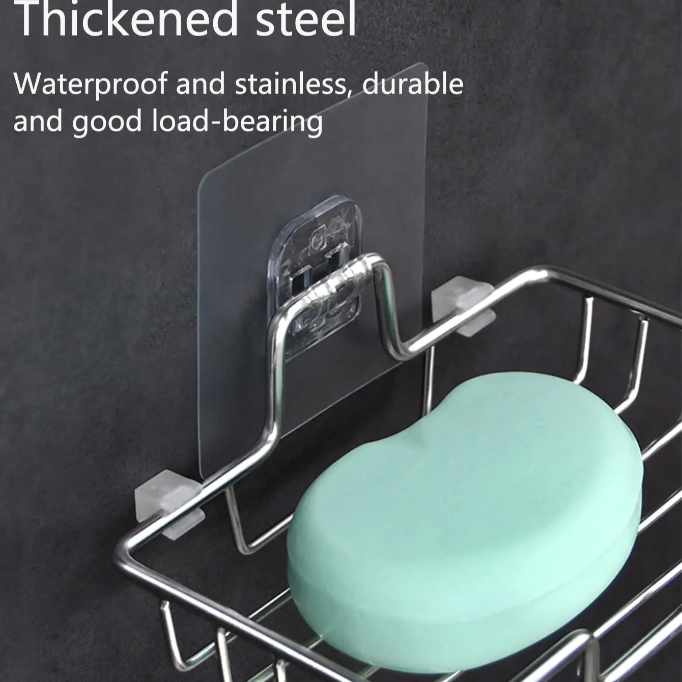 Clarify.pk wall mounted soap holder made of thickened waterproof stainless steel with a green soap bar