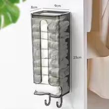 Wall mounted sock organizer with multiple compartments and hooks for efficient storage