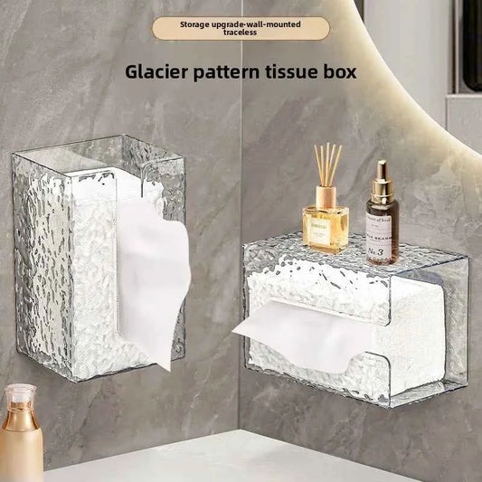 Stylish wall-mounted tissue box with glacier pattern design for modern home decor
