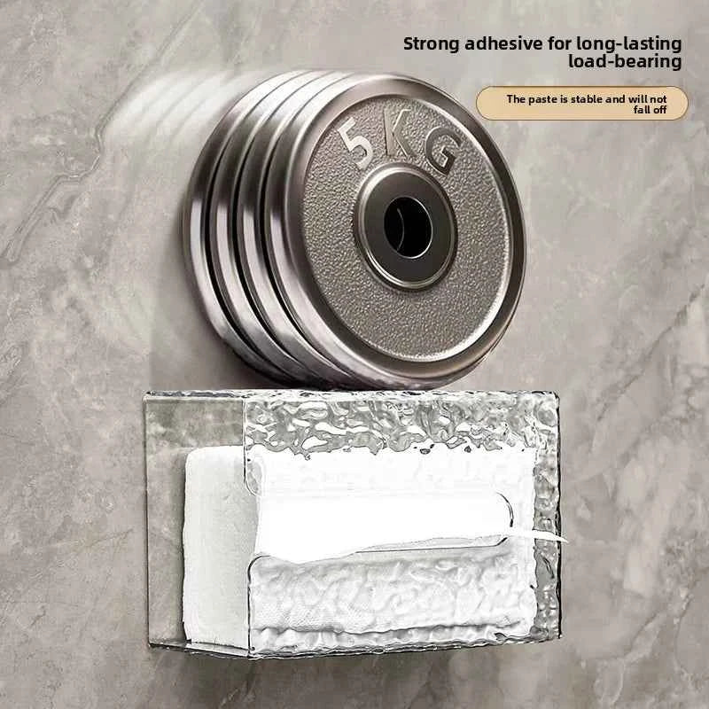 Stylish wall-mounted tissue box with strong adhesive for easy bathroom organization