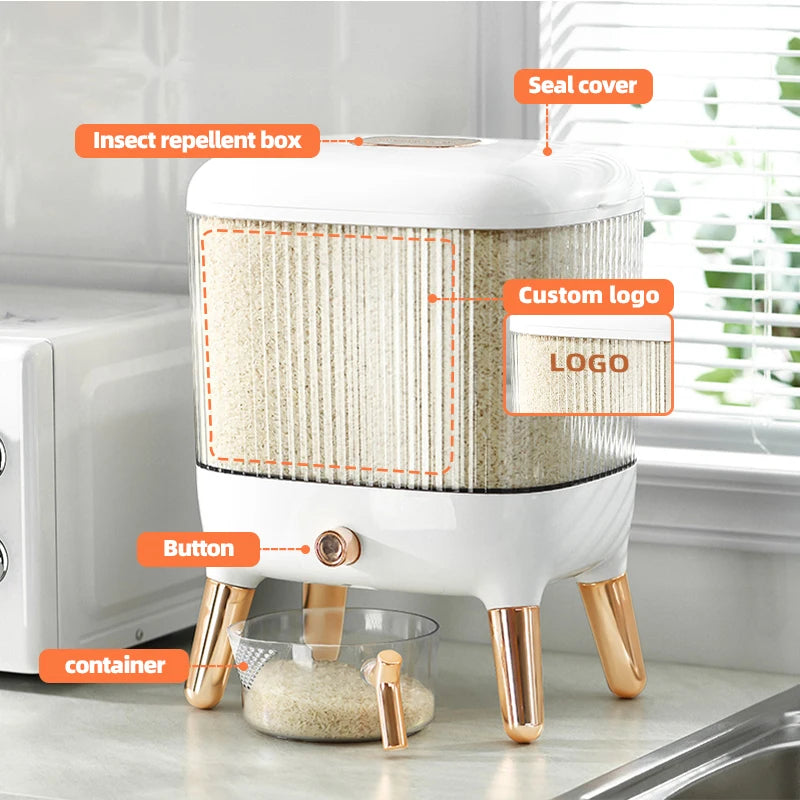 Clarify.pk automatic grain dispenser for kitchen with seal cover insect repellent box and container