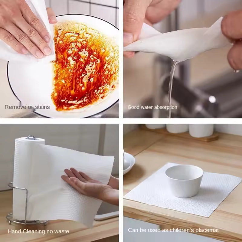 Clarify.pk washable kitchen hand tissue towels 50 sheets showing oil stain removal and water absorption