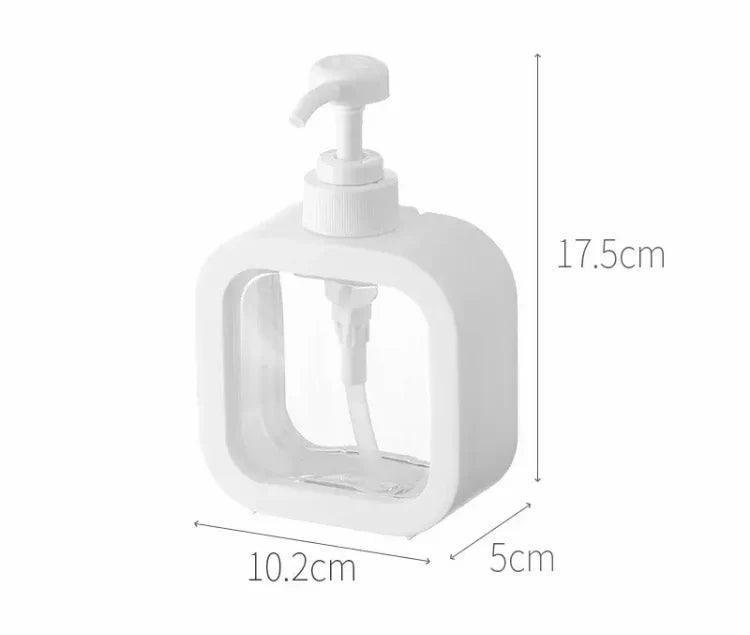 White Square Soap Dispenser with pump and clear center by Clarify.pk, dimensions 17.5cm by 10.2cm by 5cm