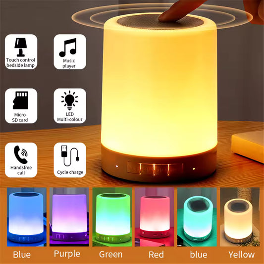 Clarify.pk wireless bedside lamp with bluetooth speaker touch control and multicolor LED options