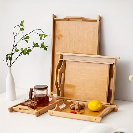 Wooden Serving Tray Set – 3 Pcs Kitchen & Dining - Clarify.pk