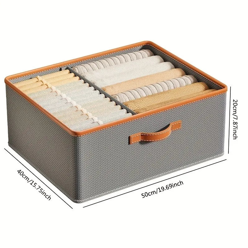 Clarify.pk wardrobe clothing storage box in gray with compartments for organized clothes storage