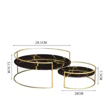 Clarify.pk wrought iron storage rack set with black marble trays and gold frame measuring 29.5 cm and 20 cm