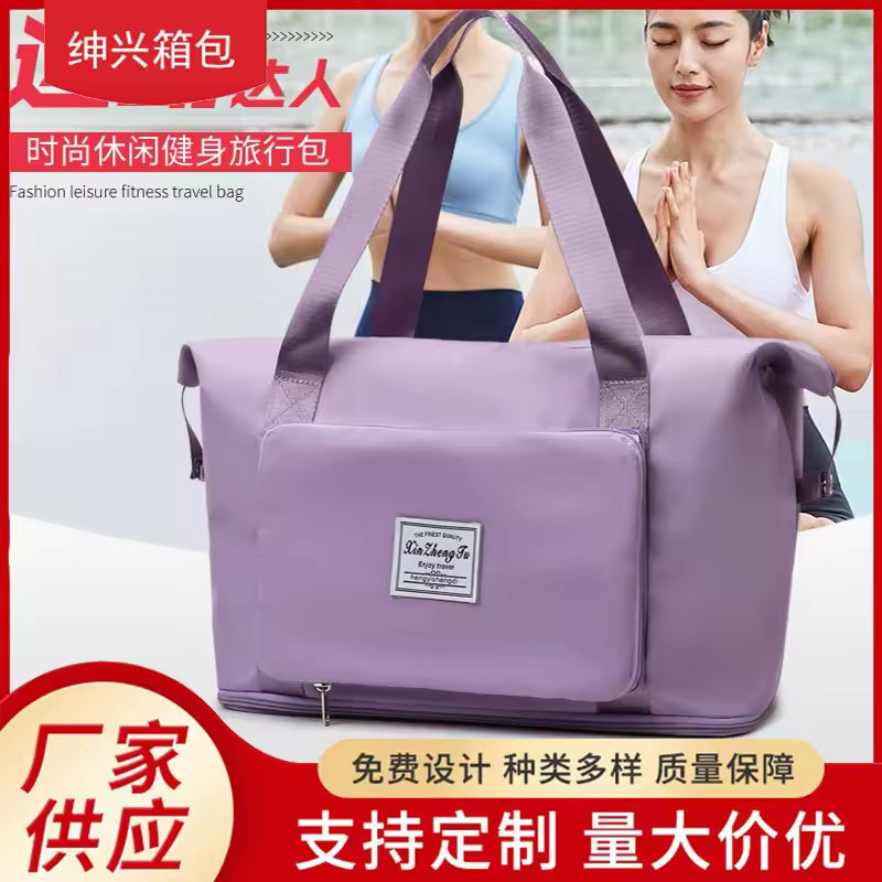 Clarify.pk large capacity travel bag in purple with front pocket and dual handles for fitness and leisure