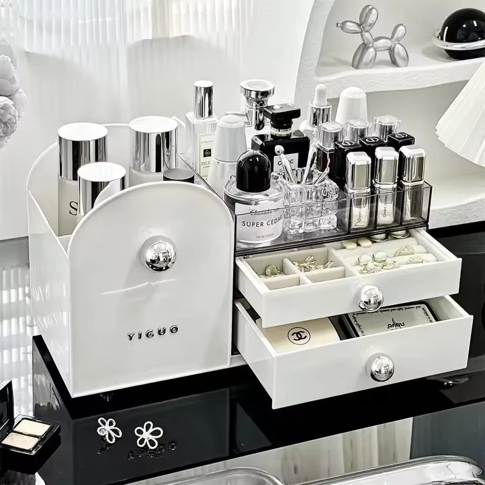 Clarify.pk cosmetic storage box with multiple compartments and drawers makeup organizer for vanity drawers