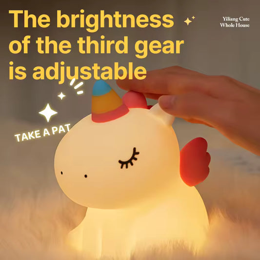 Clarify.pk unicorn LED night light with adjustable brightness and soft glowing design
