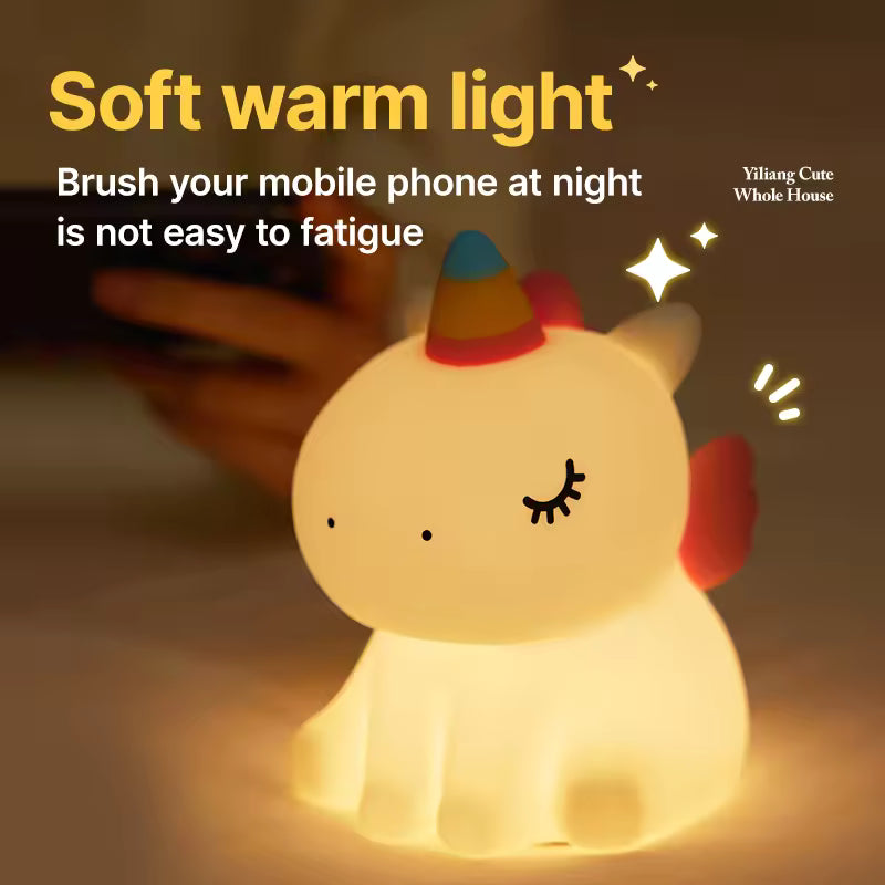 Clarify.pk unicorn LED night light glowing soft warm light for comfortable nighttime use
