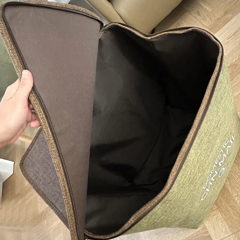 Clarify.pk green zippered fabric storage bags for organizing clothes and household items